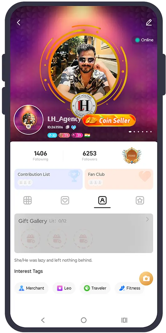Screenshot of the dashboard for a Poppo Agent and Coin seller