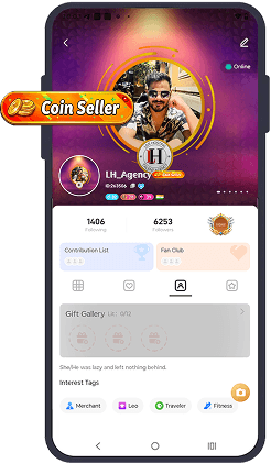 Screenshot of the dashboard for a Poppo Agent and Coin seller